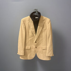 Vintage Mens 38R 100% Camel Hair Leather Button Sports Coat Jacket PBM